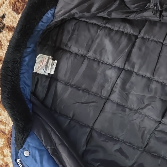 80s 90s Navy Blue Windbreaker Pacific Northern Railway Faux Fur 1980 1990 Retro - Picture 16 of 16